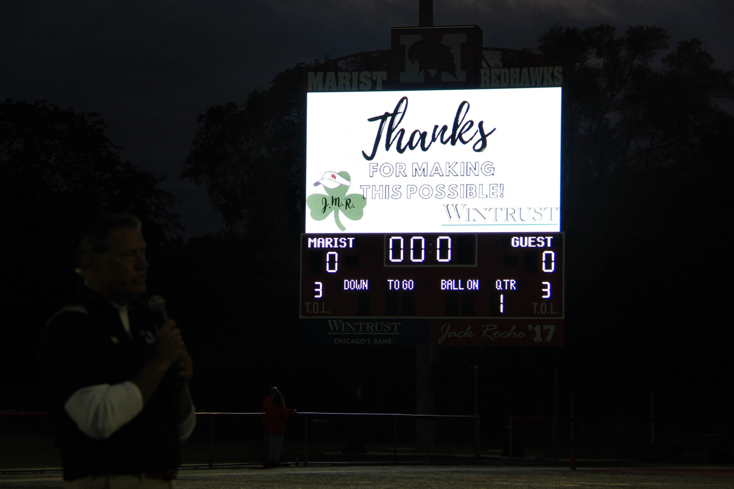 Marist President Larry Tucker addresses crowd at the Dedication Ceremony