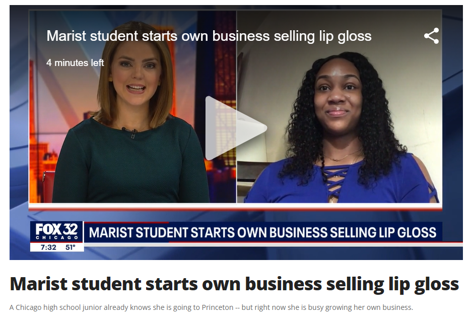 Marist student featured on Fox 32 Chicago for starting own business selling lip gloss