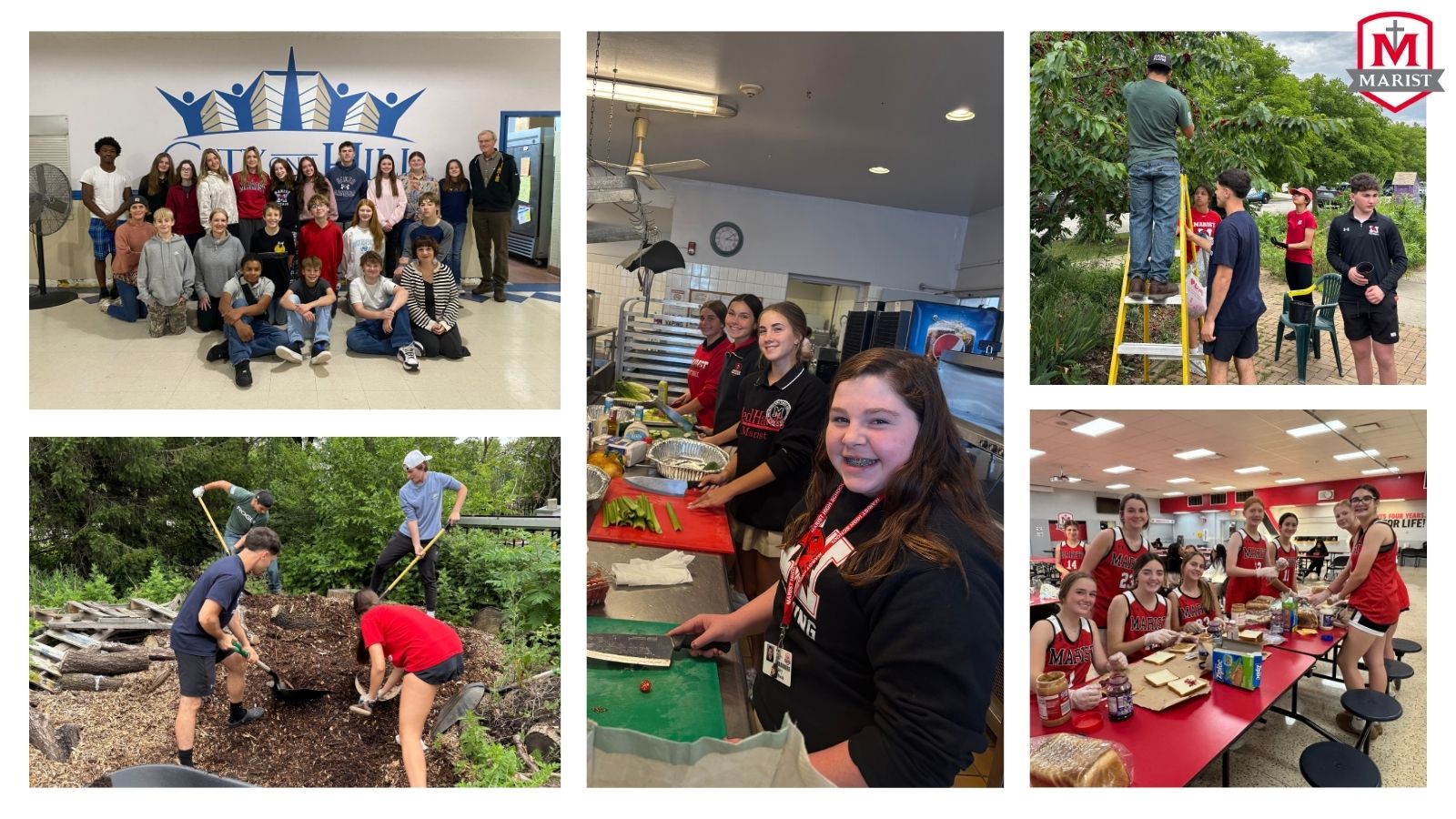 Marist High School students participating in a service project in honor of MLK Jr. Day