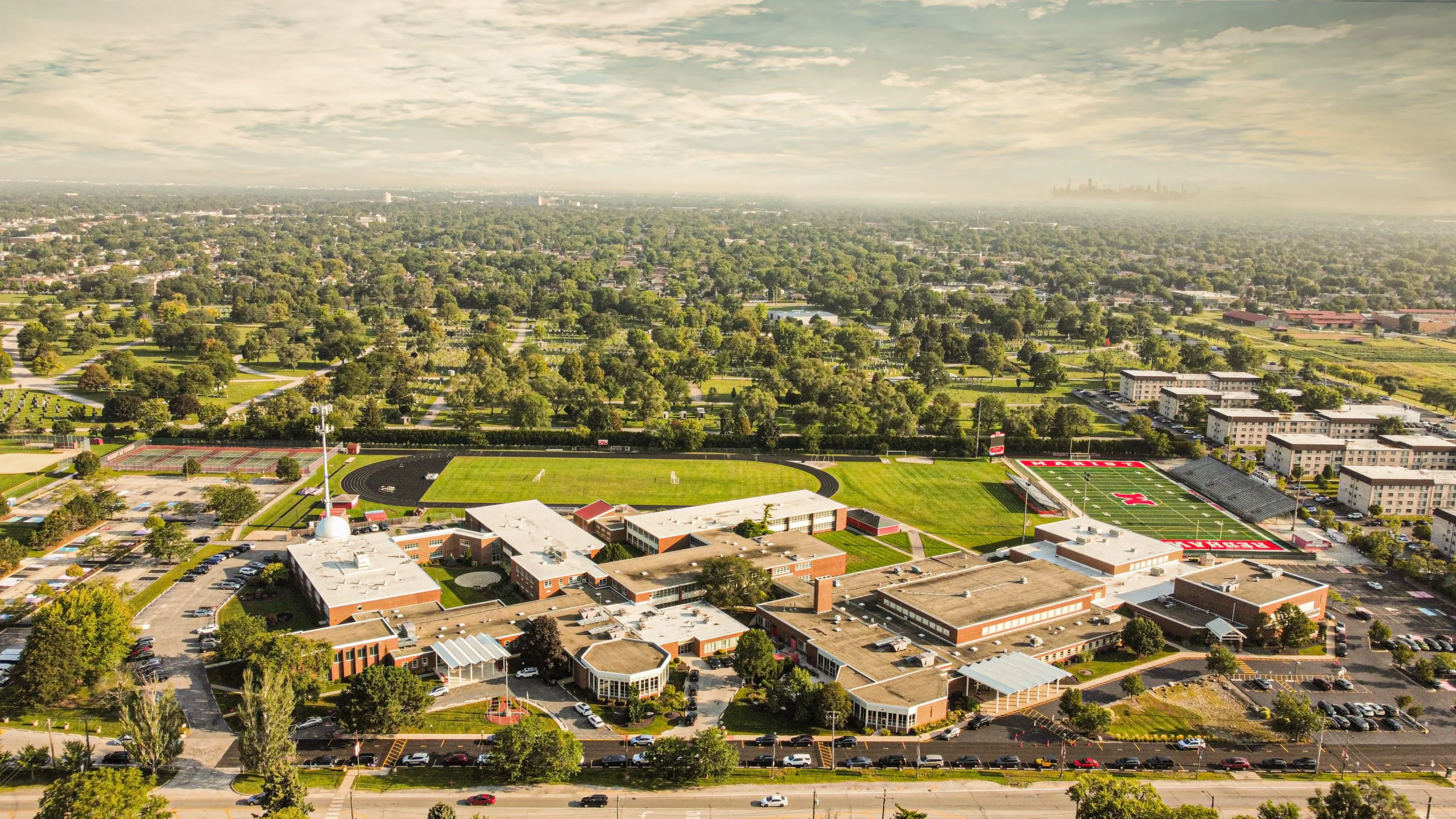 Photo Shop Drone Marist High School students participating in a service project in honor of MLK Jr. Day